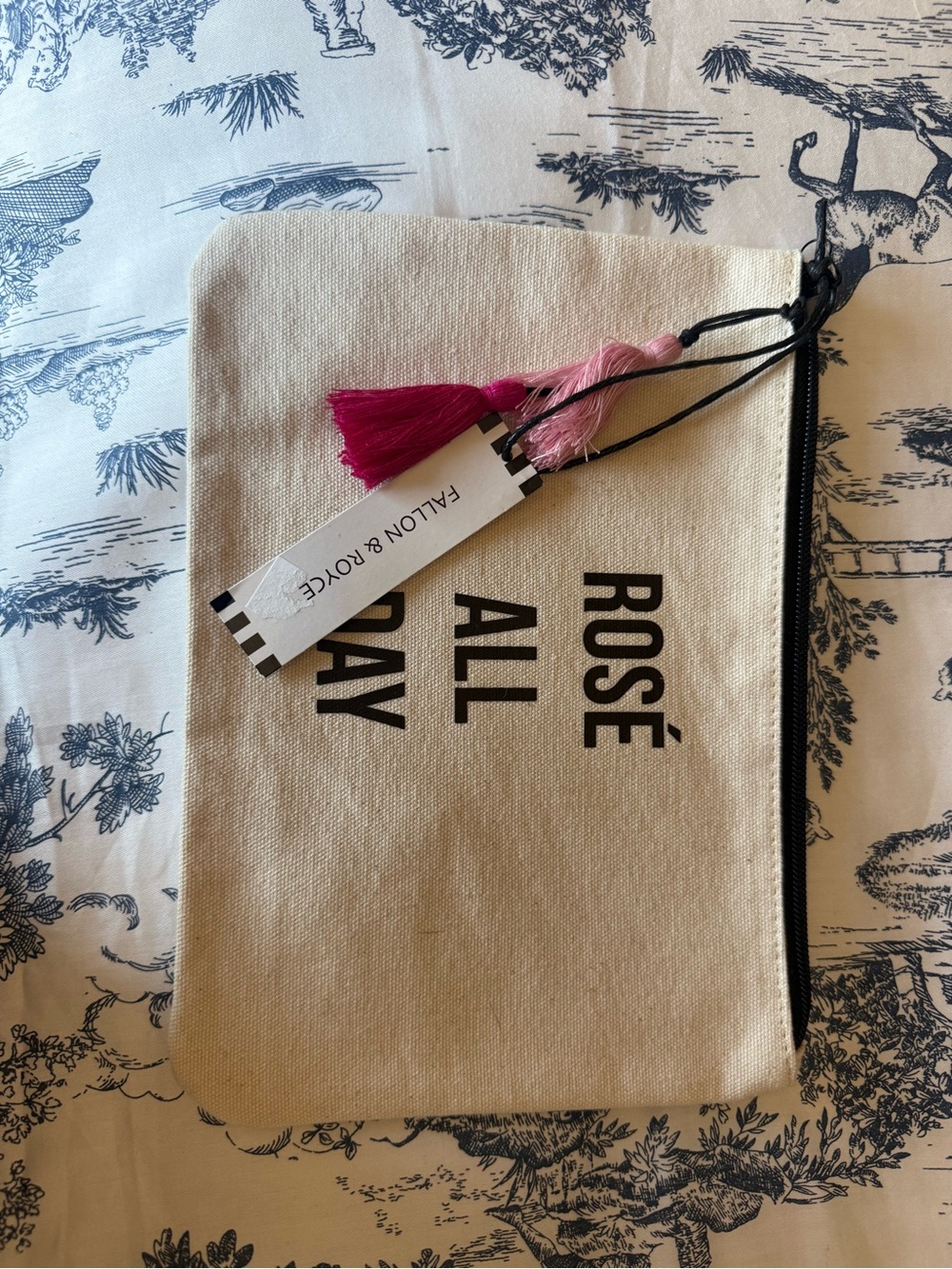 Rosé All Day Tassel Canvas Pouch